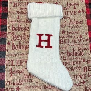 White Christmas Stocking Letter H